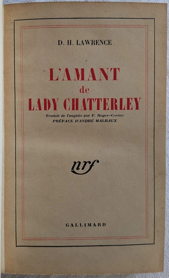 D.-H. LAWRENCE - L'amant de Lady Chatterley (1948 - Préface A. Malraux) - Photo 1/4