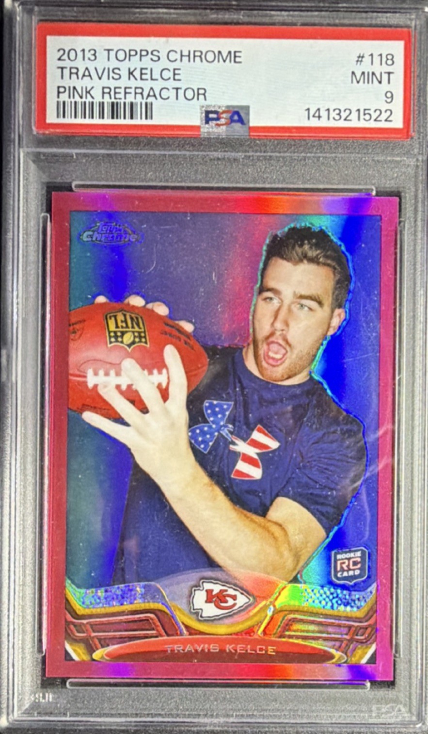 2013 Topps Chrome Travis Kelce #118 BCA Pink Refractor 314/399 RC PSA 9