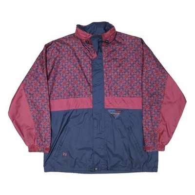 JEANTEX Herren Jacke XL Blau Rot Reißverschluss Polyester-Mix Geometrisch