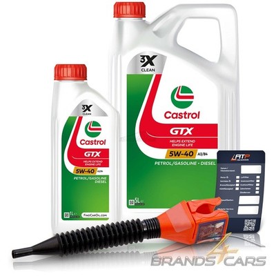 1 L + 5 L = 6 LITER CASTROL GTX 5W-40 A3/B4 MOTOR-ÖL MOTOREN-ÖL 32146078
