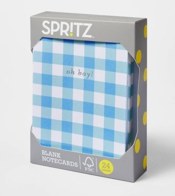 Spiritz-oh Boy! blank notecards with Envelops, 24 count - New Baby Stationary