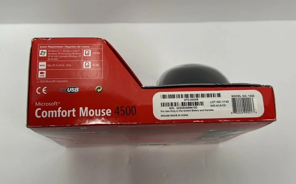 NEW Microsoft Comfort Mouse 4500 Gray Black PC Mac USB 4FD-00006 Model 1422 - Image 4 of 4