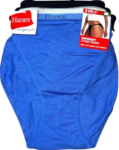 HANES Originals Women’s 3-Pack SuperSoft String Bikini Underwear Panty Size XL - Picture 6 of 7