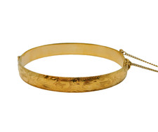 20th Century Rolled Gold Floral Pattern Bangle Bracelet Vintage c1960s
