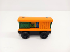 Thomas Friends Wooden Railway YELLOW GREEN BOXCAR w/ SLIDING CAR