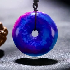 Real Jade Donut Pendant Necklace Carved Jewelry Charm Natural Accessories