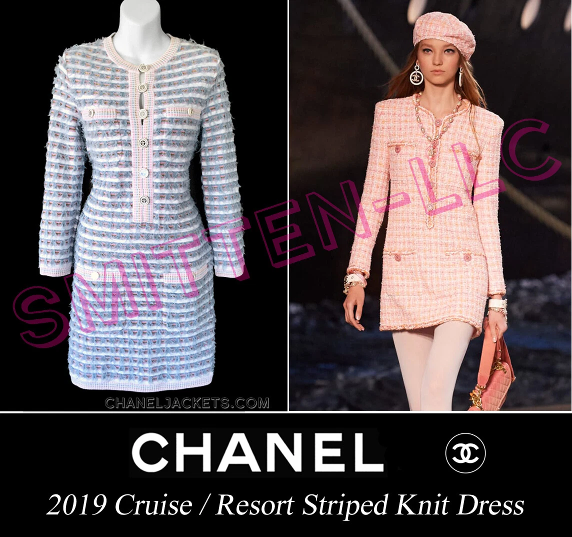 Chanel 2018 Waterfall Mini Knit Dress Cashmere Pink 18S P58919 K07730