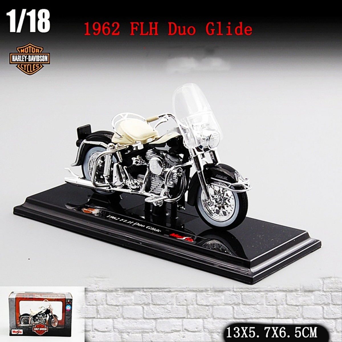 Maisto 1/18 Harley Davidson 1962 FLH Duo Clide Motorcycle Model
