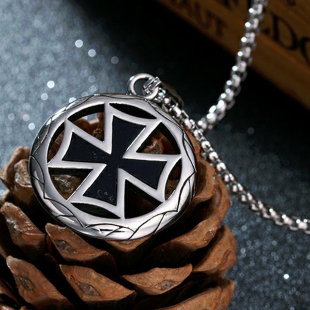 MENDEL Mens Biker Iron Cross Pendant Necklace Medal Stainless Steel WW2