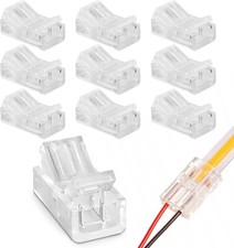 10Pcs 2 Pin 8mm COB LED Strip Light Connectors 8mm Wide Unwired Gapless