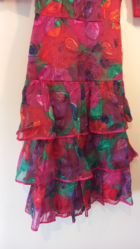 Vintage 'Yvonne' 80s Party DRESS Size 8 10 Glam Rock VGC Prom Open Back Bright - Picture 6 of 15