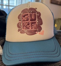 Roxy Girl's Sweet Emotions Trucker Hat - Maui Blue Rainbow Stripe - New