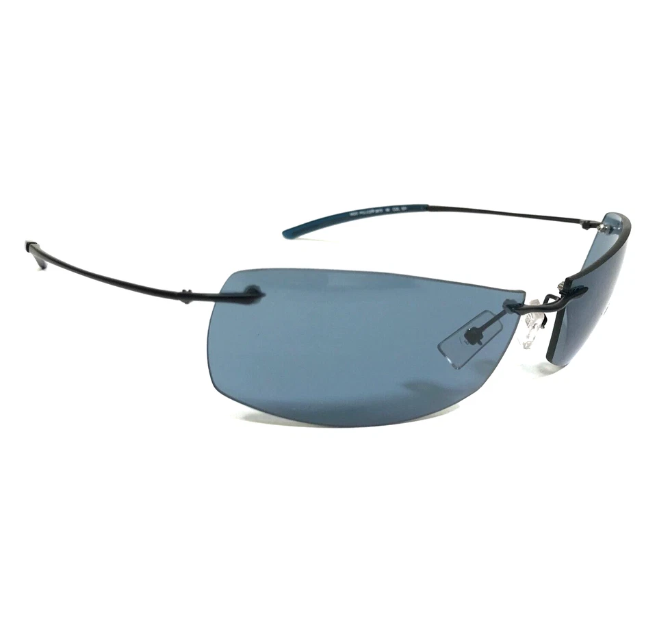 Police Sunglasses MOD.2672 COL.531 Black Rimless Wrap w Blue Lenses 66-17-130 - Image 3 of 4