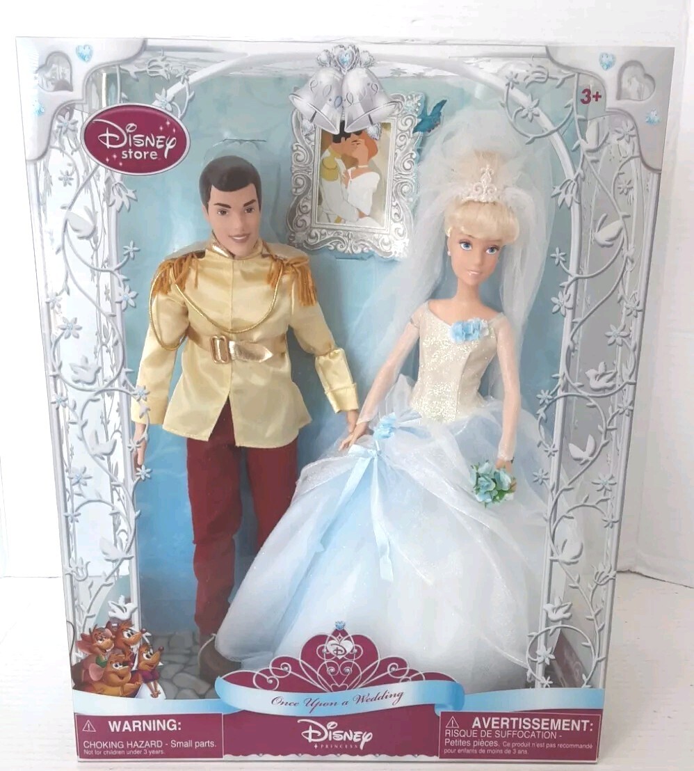 Disney Store Once Upon A Wedding Cinderella Prince Charming Doll Set NEW