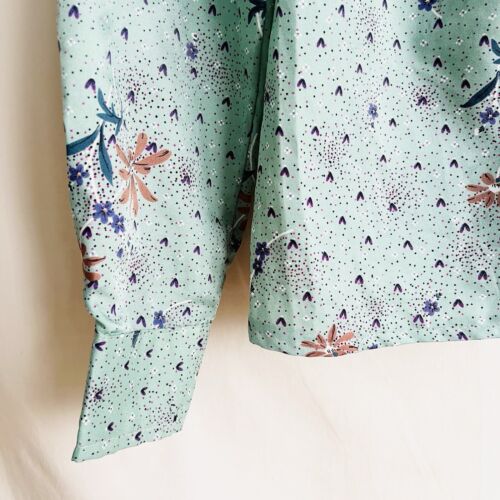70er Vintage Hemd Bluse Gr. 8 Blumen offener Kragen Kimono Print selten Luxus - Bild 5 von 11