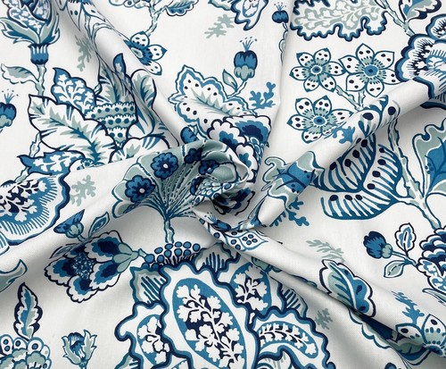 DURALEE FLOREBELA SAPPHIRE BLUE LARGE FLORAL LEAF MULTIUSE FABRIC BY YARD 54"W - Picture 5 of 6