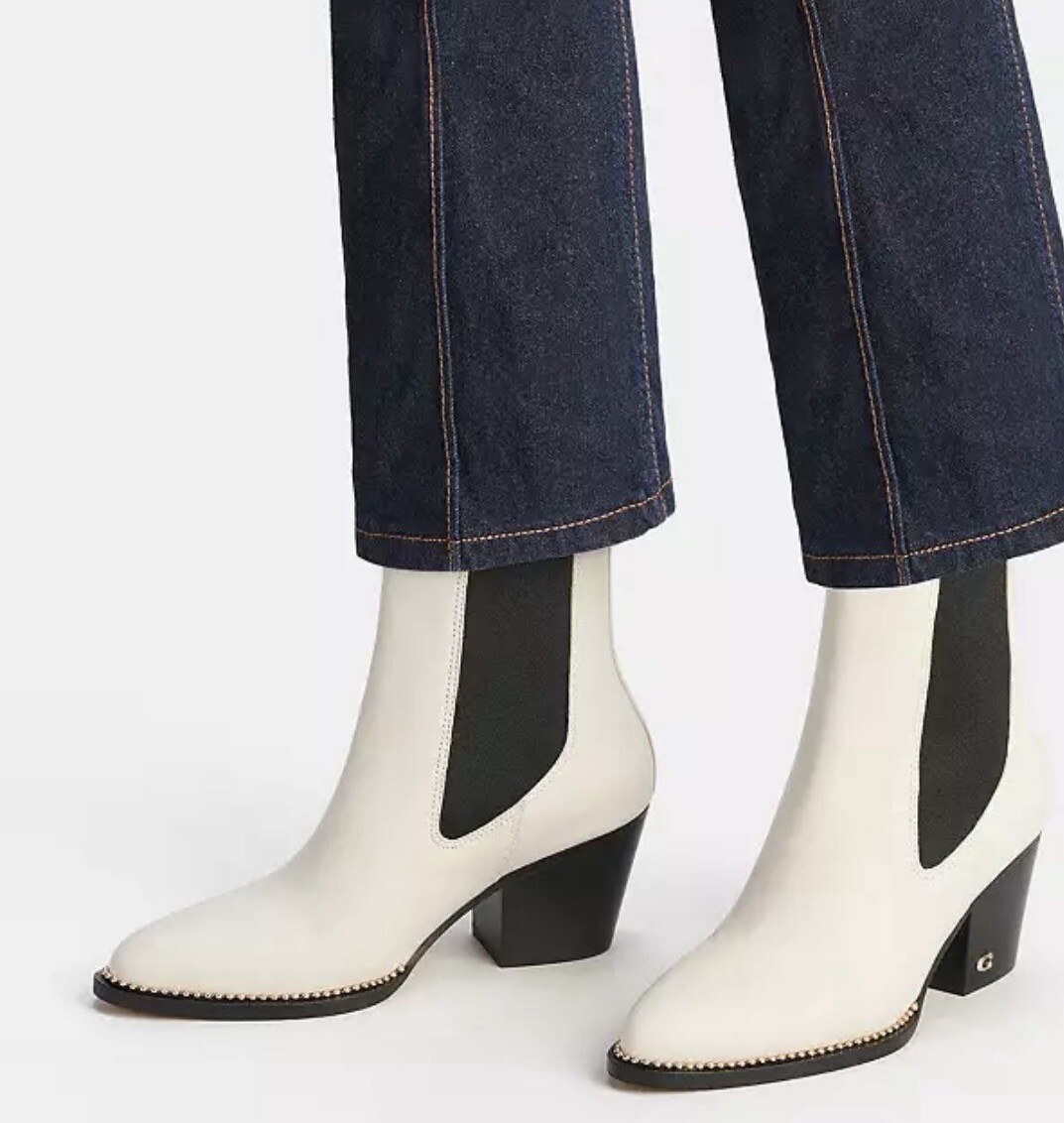 【COACH】レディース*スタッズ付き レザーブーツ Pierce Bootie Coach Women's Pierce Leather Bootie Size 6.5B Color Chalk