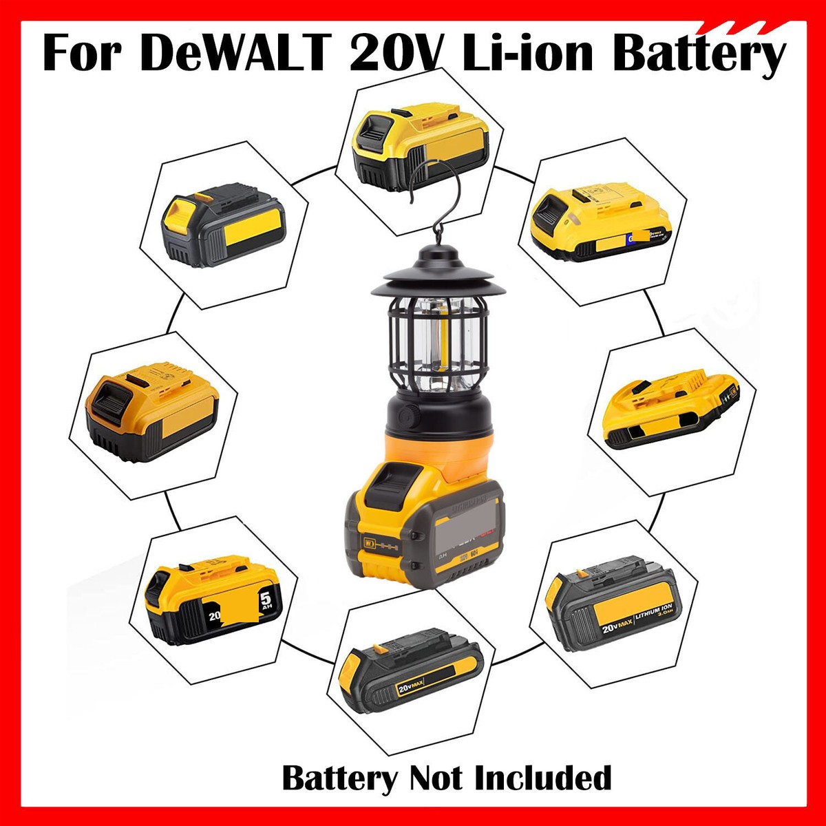 Luz De Trabalho Led Para Bateria Dewalt 20v, Lanterna 40w 60 | Frete grátis
