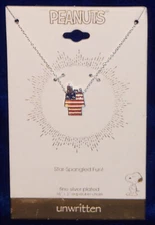 Unwritten Peanuts Silver Plated Snoopy Americana Dog House Pendant Necklace New 