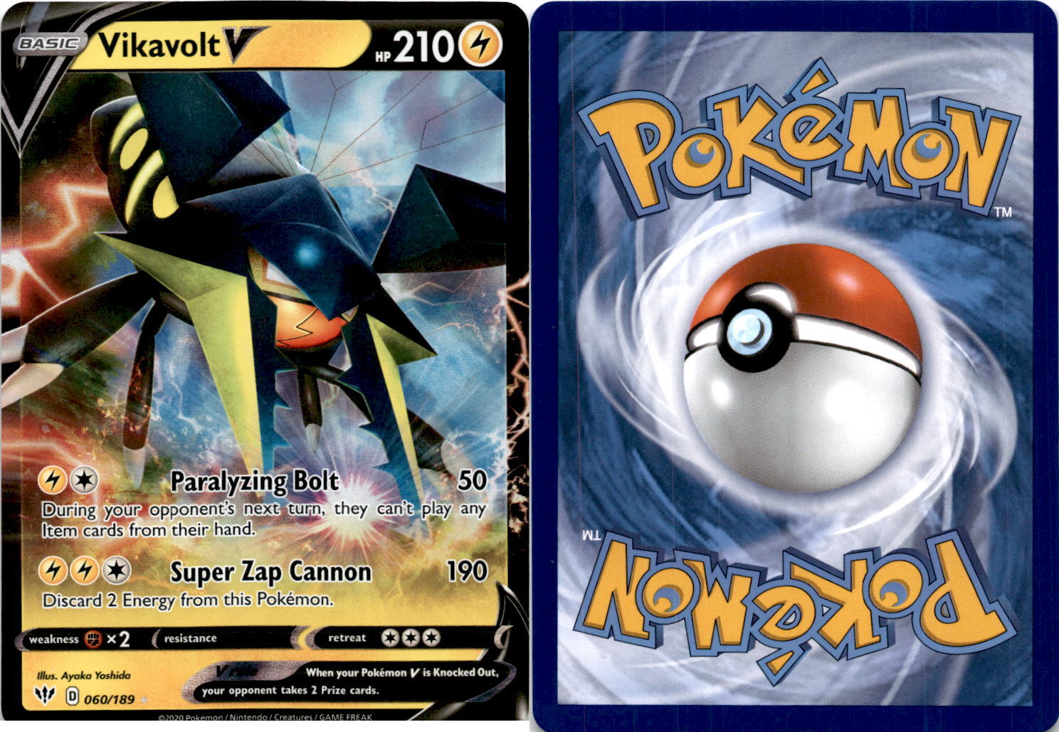 2020 Pokemon, Darkness Ablaze, #60/189 Vikavolt V, Holo Ultra Rare