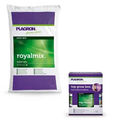 50L Plagron RoyalMix + Top Grow Box Bio Erde+Dünger Komplettset Royalty Grow