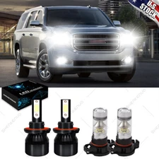 For GMC Yukon 2007 2008-2014 - 4X 6000K LED Headlight Hi/Lo Beam Fog Light Bulbs
