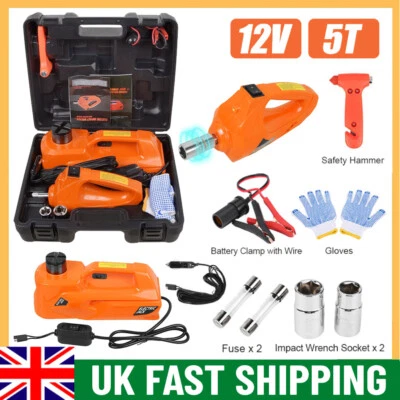 VICHIRSKIT 5 Ton 12V Electric Hydraulic Car Jack Lift Kit Impact Wrench for Emergency Tyre