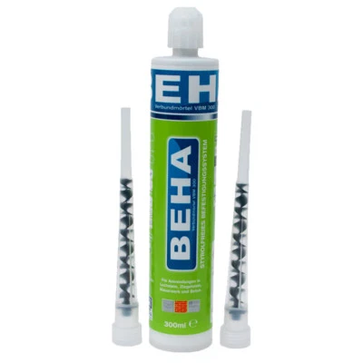 BEHA Injektionsmörtel Ankerkleber Verbundmörtel 300ml inkl. 2 Mischdüsen