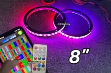 JHB Set 2PCS 8" Remote APP RGB CHASING Flow LED Subwoofers Speaker Rings Lights