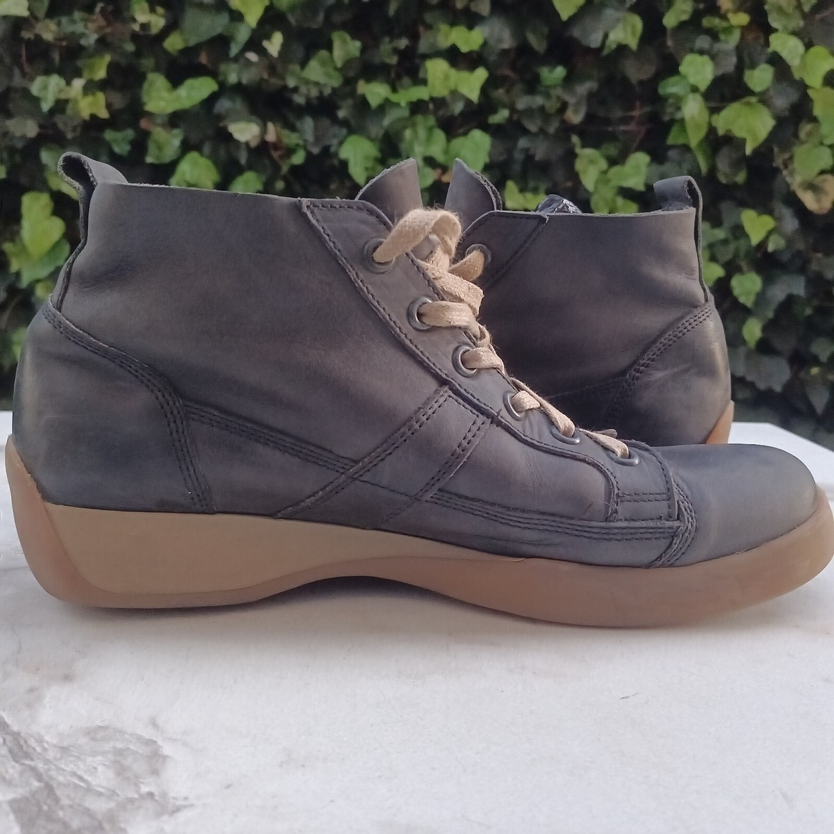 O.X.S Lace Up Leather Sneaker Boots Men's Size 42 Black | eBay