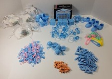 LOT OF LEFT OVER BABY BOY SHOWER PARTY FAVORS,DECORATIONS