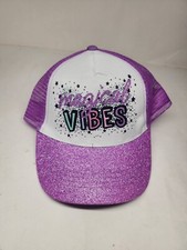 Girls Hat/Cap Purple "Magical Vibes" Glitter Brim Adjustable Snap Back