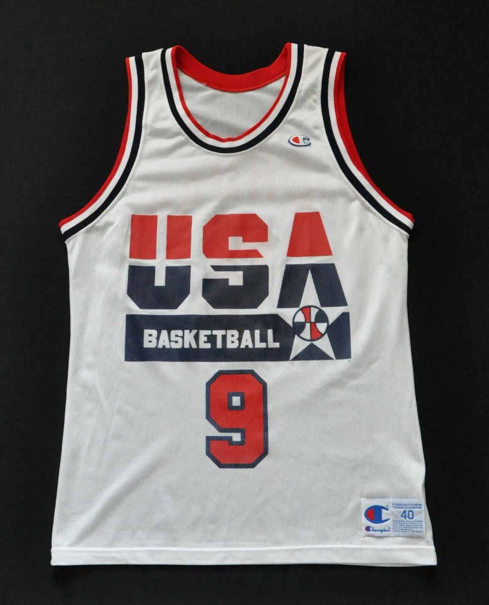 MICHAEL JORDAN 1992 DREAM TEAM OLYMPICS USA WHITE Champion Jersey MEN 40 M