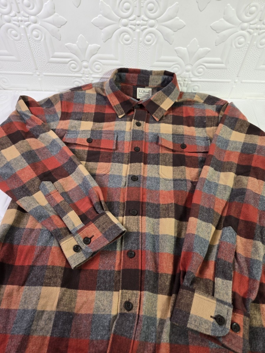 L.L. Bean Traditional Fit Chamois Flannel Shirt Apple Cinnamon