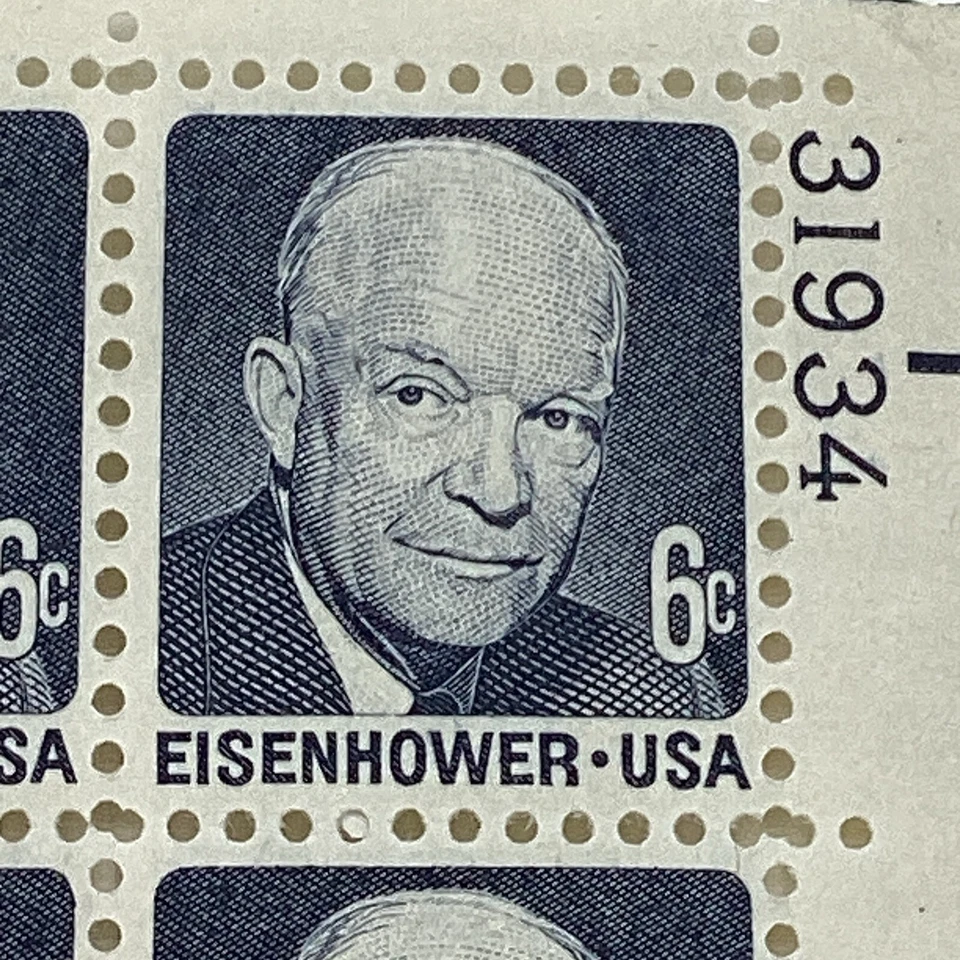 MNH 1970 US President Dwight Eisenhower 6¢ US Postage 4 Stamp Block 31934 MINT - Image 2 of 4