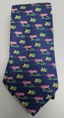 BEAUTIFUL THOMAS PINK CO. LONDON 100% SILK MEN NECK TIE GREAT TIGER PATTERN 