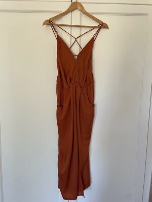 midi dresses sheike rust dress