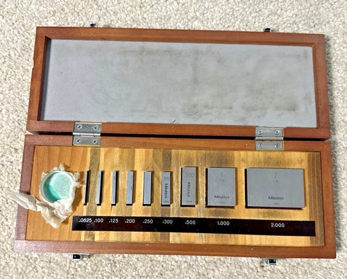 MITUTOYO 516-930 Gage Block  Set .0625-2" with 1/2” Optical Parallel Machinist