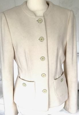 Jacke Elégance, winterweiß, Größe 34, Schurwolle