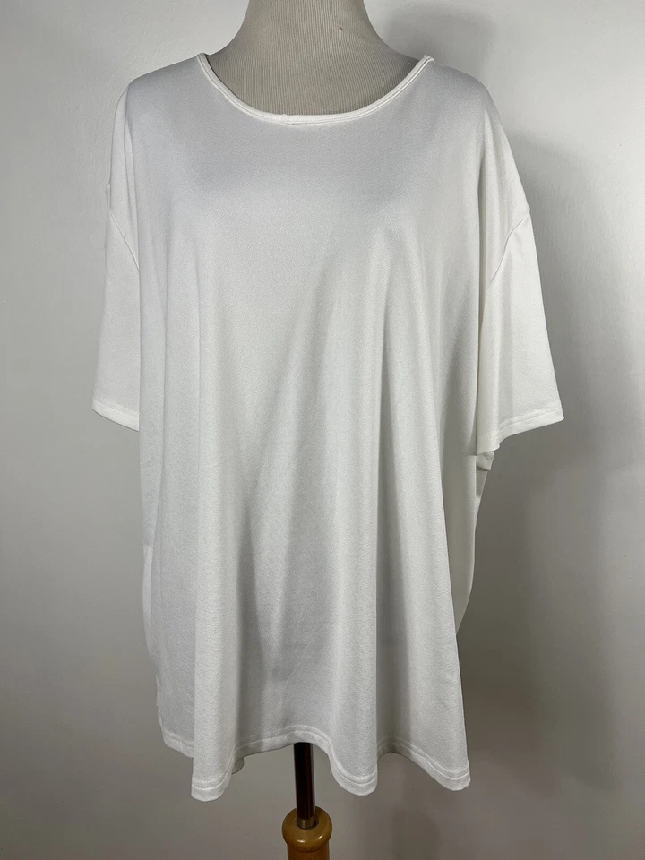 New Maggie Barnes 4X Shirt Top Short Sleeve Scoop Neck Stretch Layering Woman V7 - Image 2 of 4
