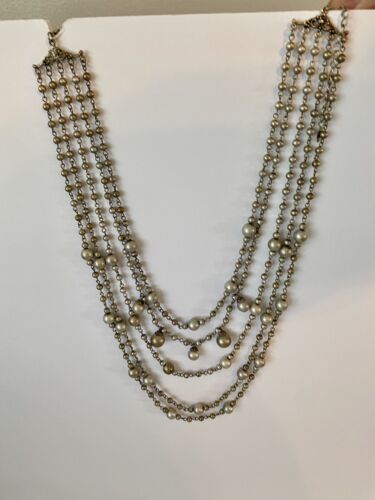 VCLM Silver 5 strand Assorted Ball 18” Necklace St