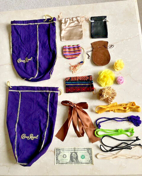 Collectibles, Textiles,Textile Bags, Crown Royal Bags, 8 pieces, Misc. post 1970