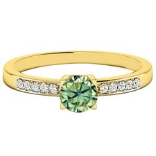 1.30Ct Bluish Green Diamond Ring In Yellow Gold Finish - Tariff Free
