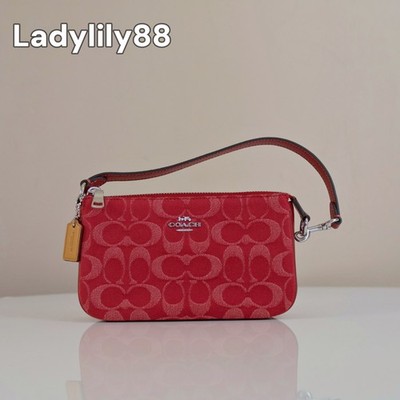 Coach Nolita 19 Wristlet True Red Signature Denim Leather Shoulder