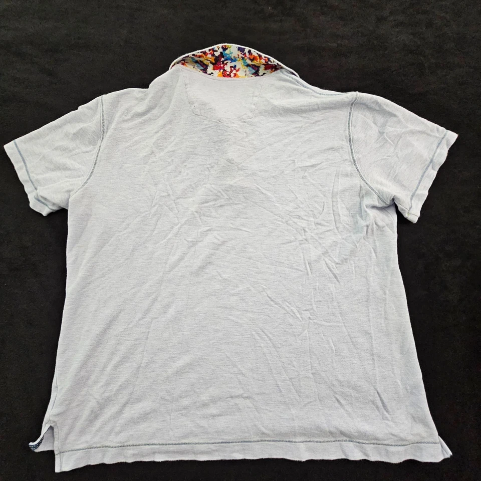 Camisa Polo Robert Graham Azul Manga Corta Calce Clásico Algodón Modal Para Hombre L Foto 2 de 4