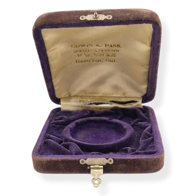 Antique Edwin R. Pass Purple Velvet Pocket Watch Box   Fits Size 10/12 (38.5mm)