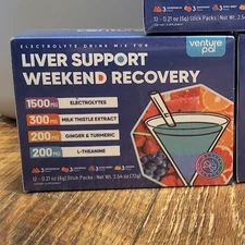 Liver Support Weekend Recovery Electrolyte 12 Count Drink Mix Powder Venture Pal
