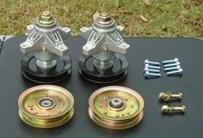 2pc Blade Spindle Assembly 918-04129B & Flat Idler Pulley 756-04129 Cub Cadet
