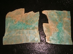 2 OLD AMAZONITE SLABS   304  GRAMS  COLORADO
