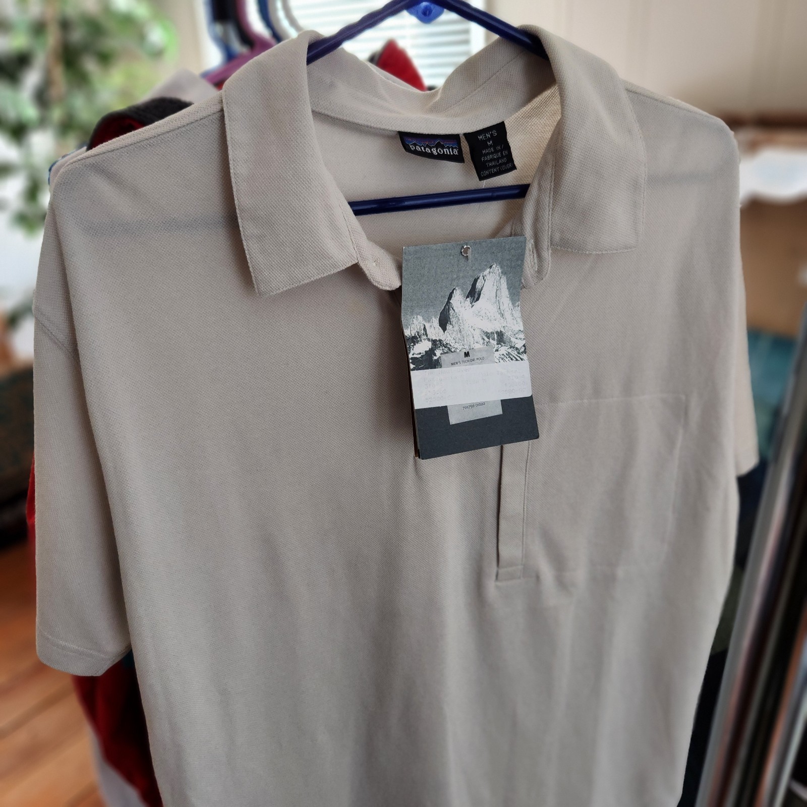 Patagonia Men's Cream Colored Polo Shirt- Med